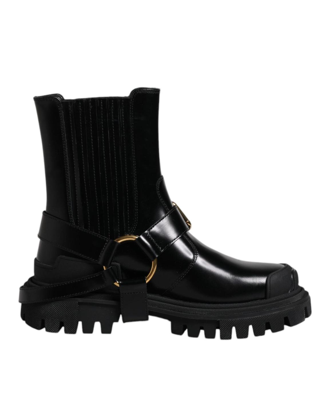 Leather Ankle Boots Black Buckle Boots Men main product photo