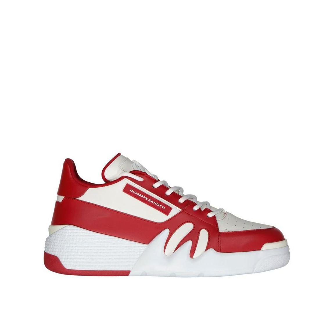 Calf Leather Sneakers with Perforated Detail- Red main product photo
