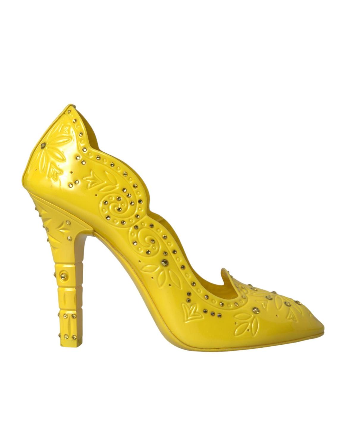 Floral Pumps Yellow Patent Leather Heels Wo main product photo