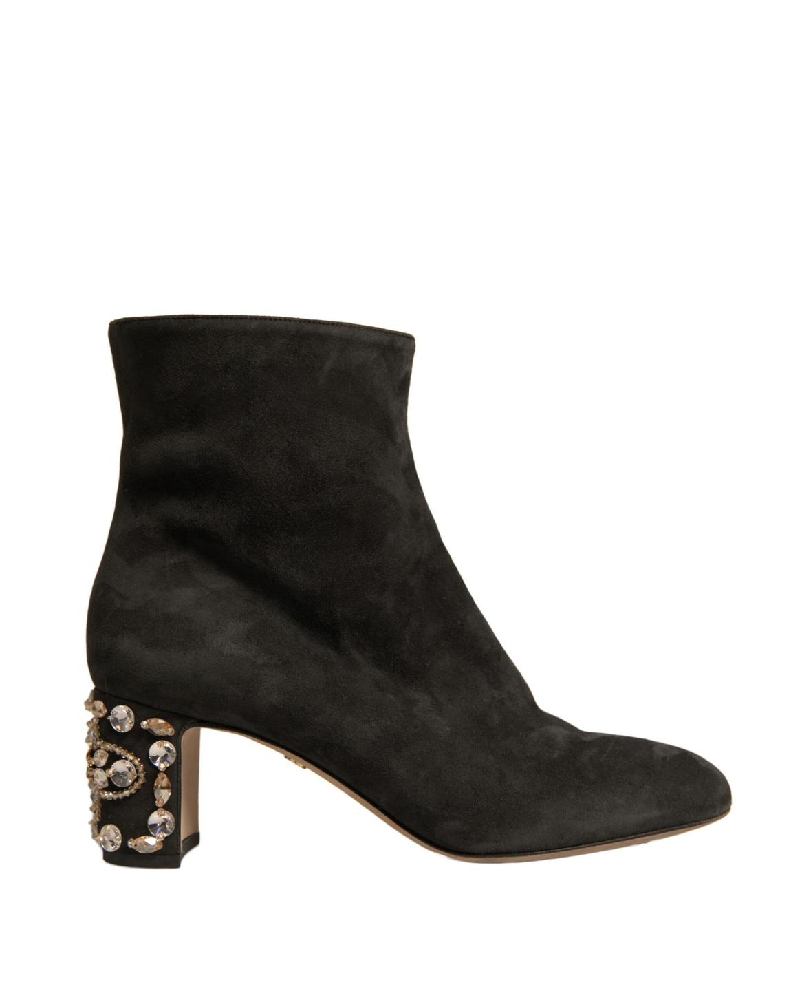 Embellished Suede Ankle Boots - Black main product photo