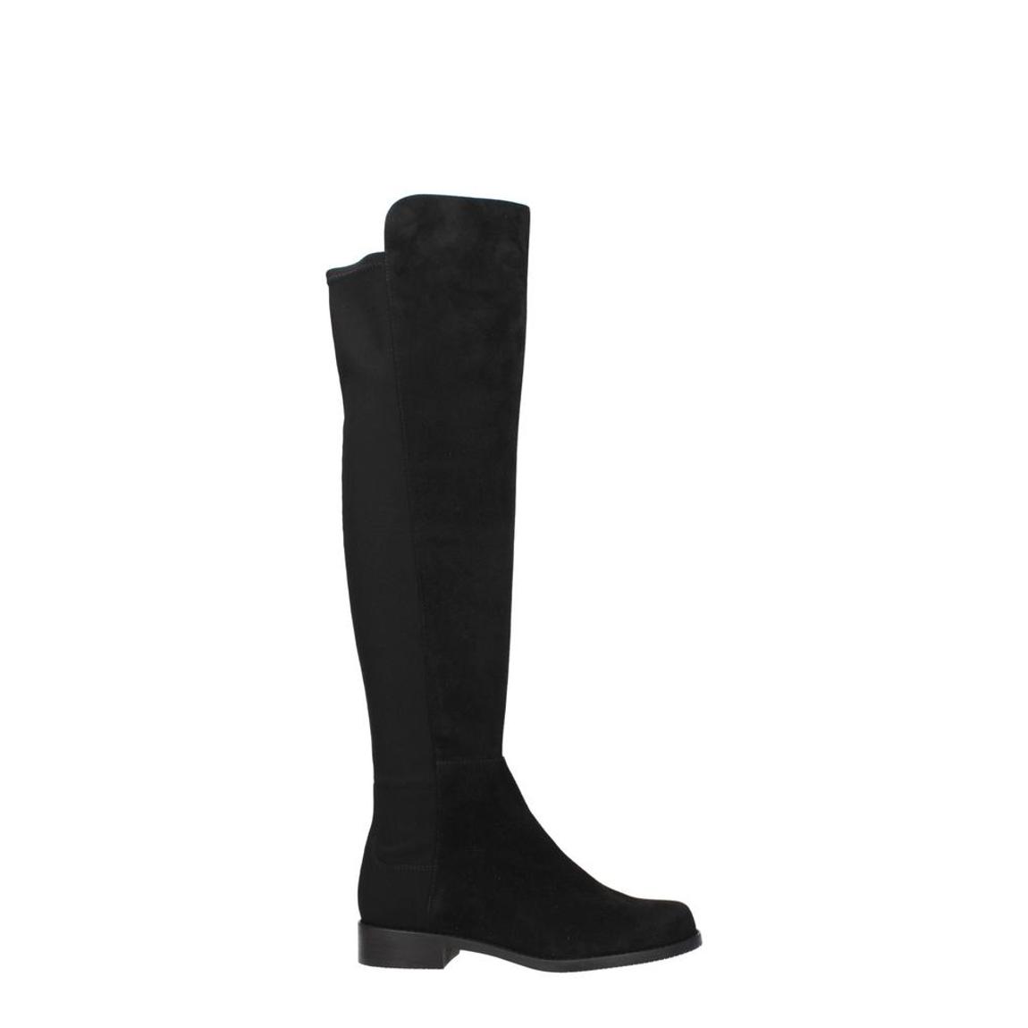 Suede Casual Leather Boots with Rubber Sole - Black main product photo