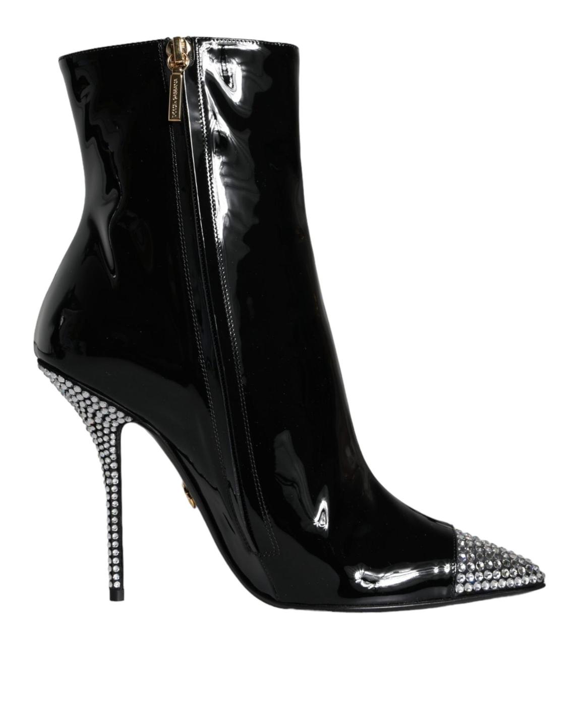 Crystal Ankle Boots PointedToe Stilettos - Black main product photo