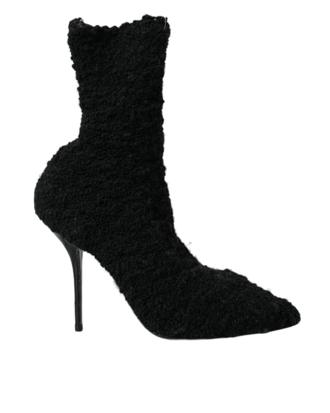 Fuzzy Boucl Ankle Boots High Heels - Black main product photo