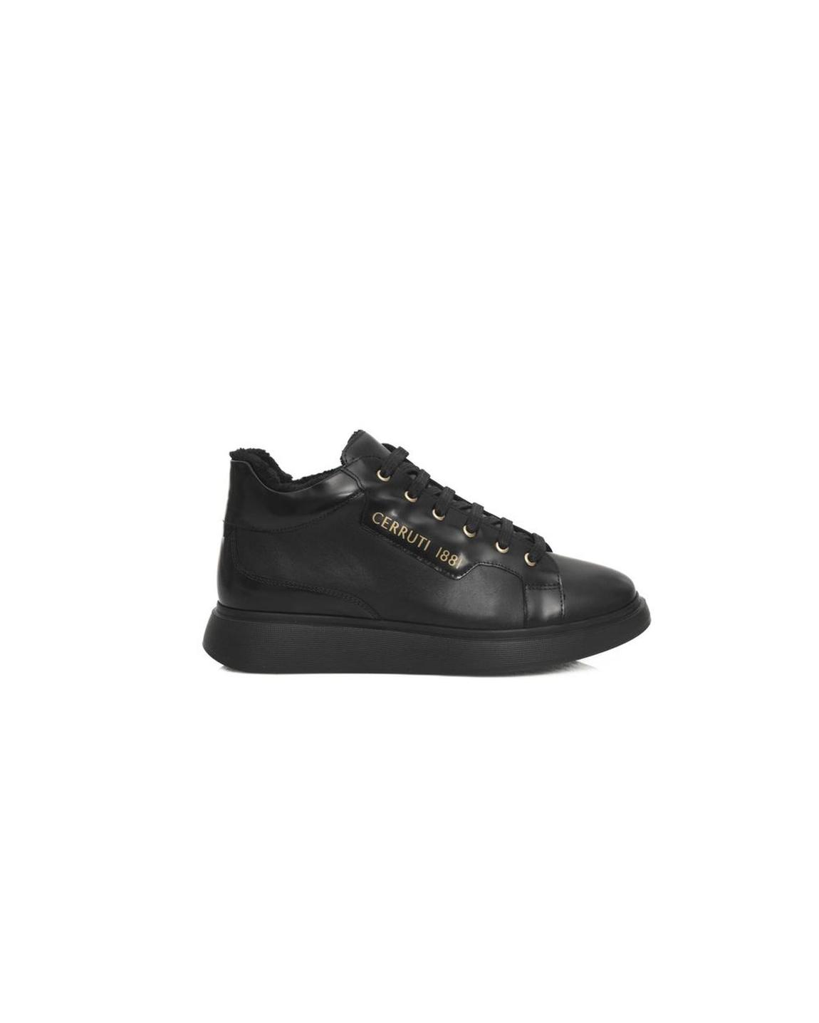 Men Leather Sneakers Casual LaceUp - Black main product photo
