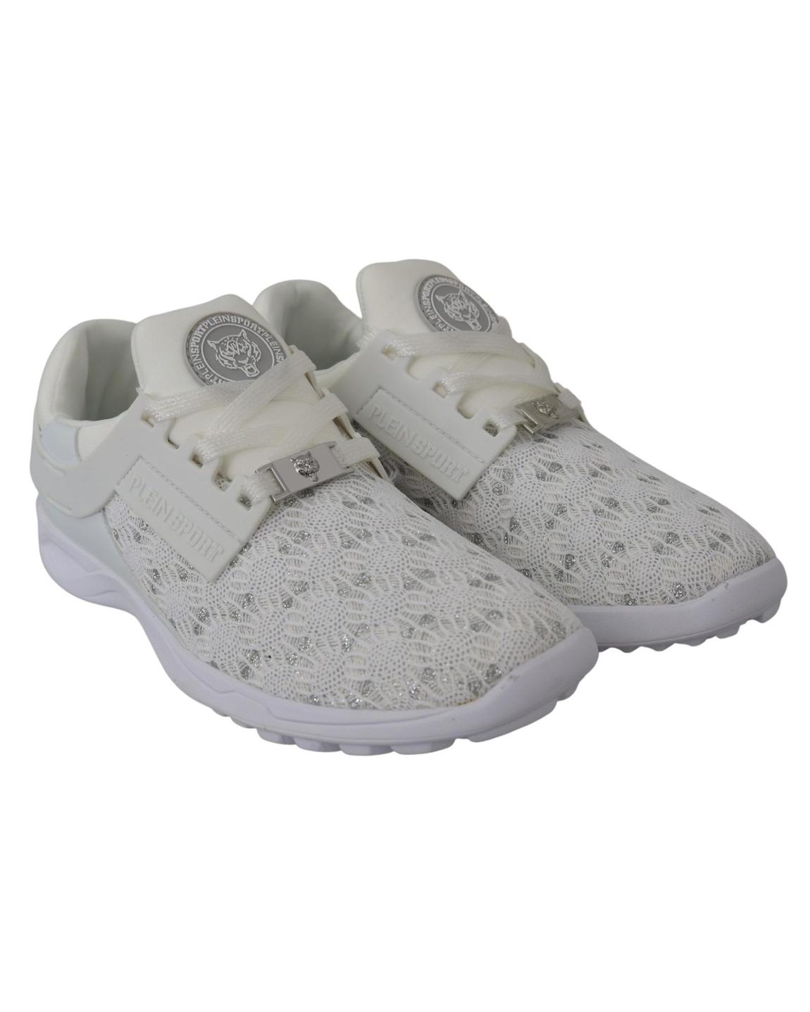 LaceUp Sneaker Silver Glitter Wo - White main product photo