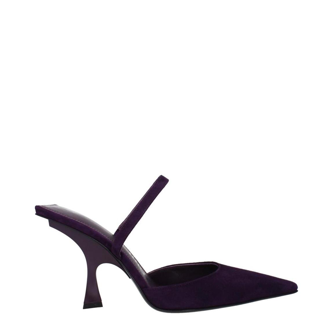 High Heel Pointy Toe Leather Sandals - Purple main product photo