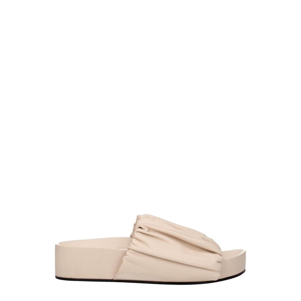 Leather Mid Heel Open Toe Slippers Wo - Pink Sandals main product photo