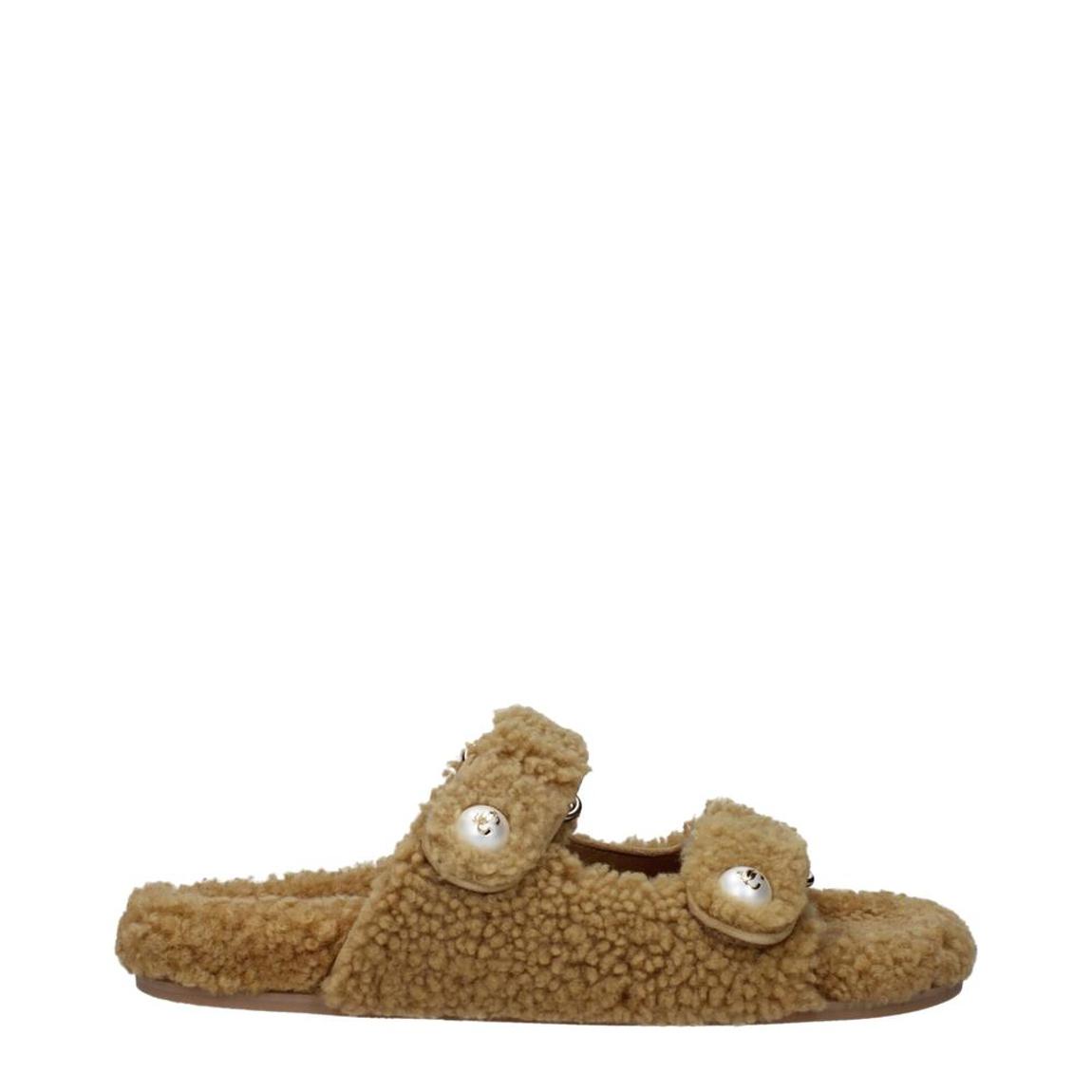 Fabric Slipper with Side Detail and Strap Closure - Brown main product photo