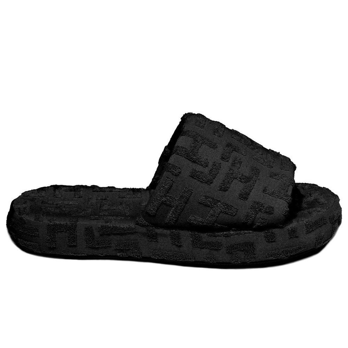Cotton Terry Slippers with Embossed Logo and Non-Slip Rubber Sole main product photo
