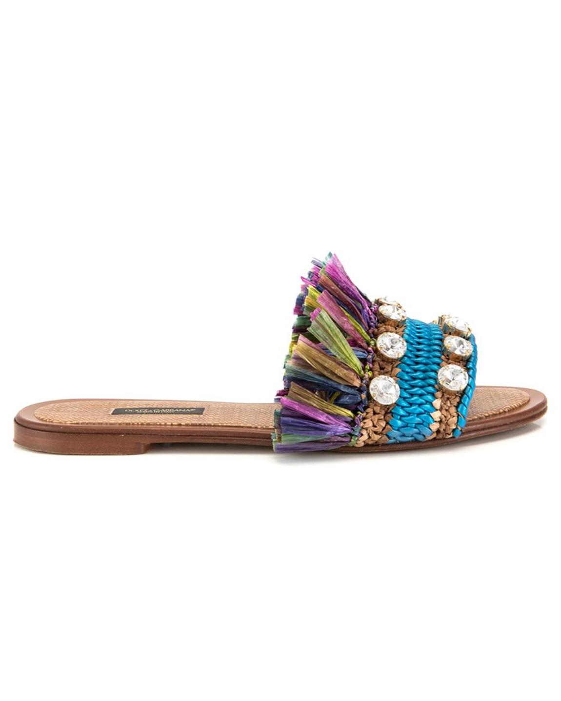 Raffia embellished slides Model DO14625 Wo - Multicolor Sandals main product photo