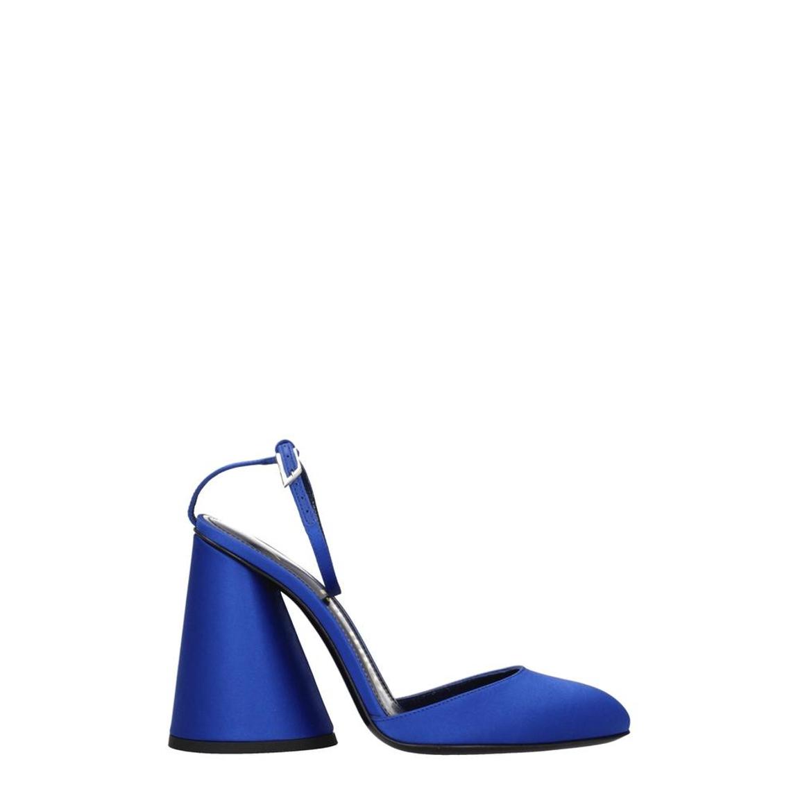 Satin High Heel Sandals with Buckle Closure - Blue main product photo