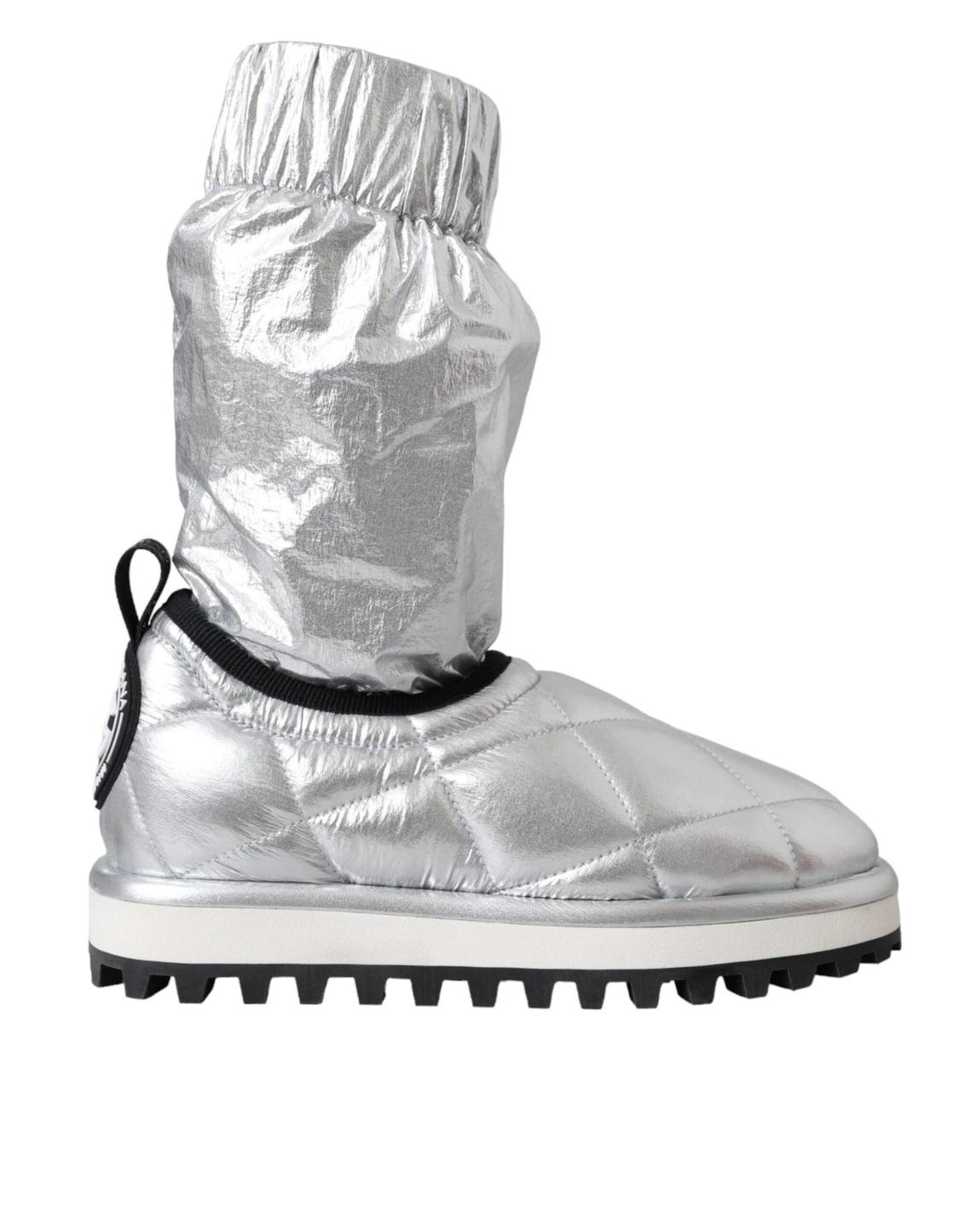 Quilted Boots Metallic Ankle Boots - Silver main product photo