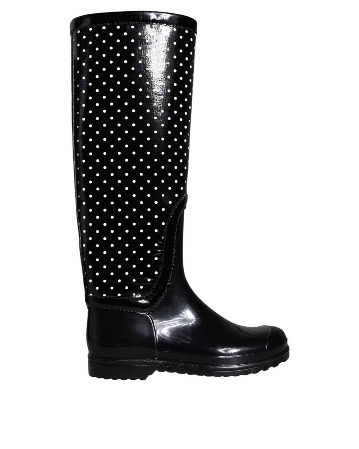 Polka Dot Rain BootsTall Glossy - Black main product photo