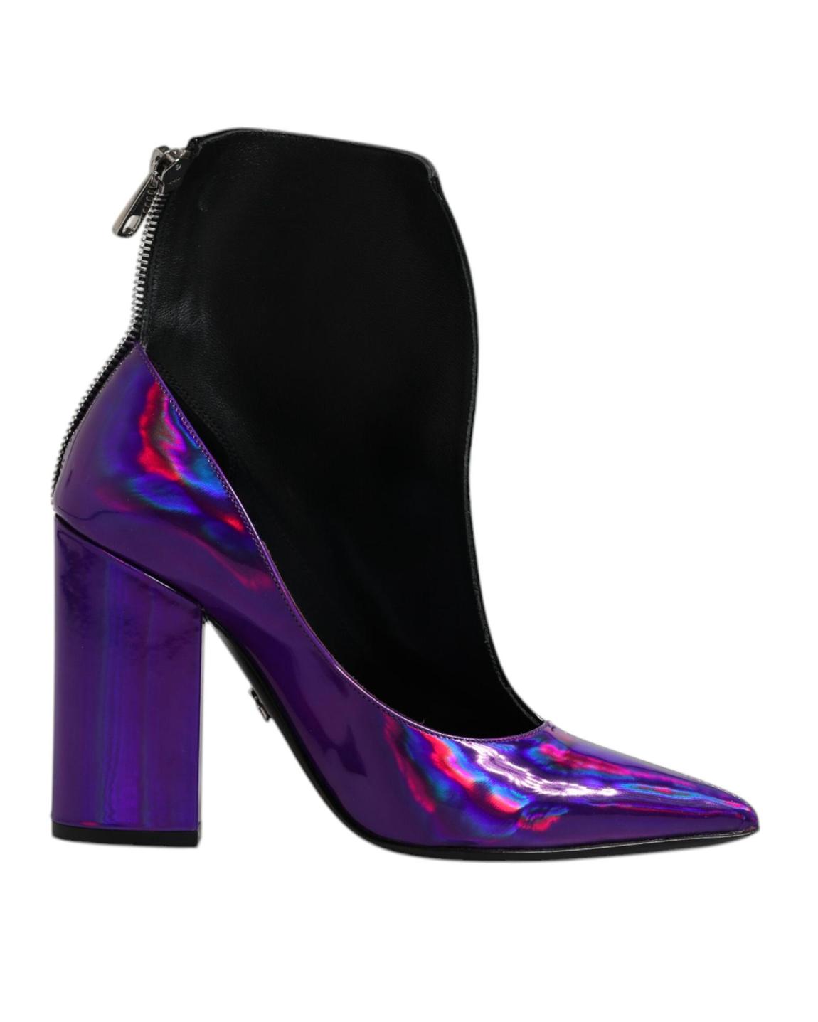 Iridescence Pointed Toe Bootie - Purple And Black main product photo