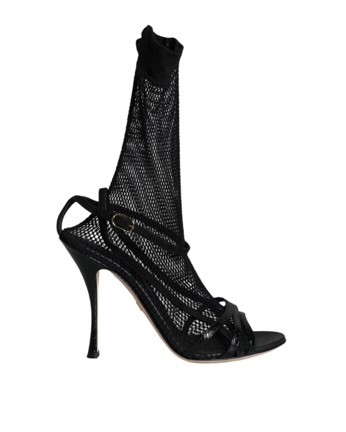 Mesh Panel Sandals High Heel Style Wo - Black main product photo