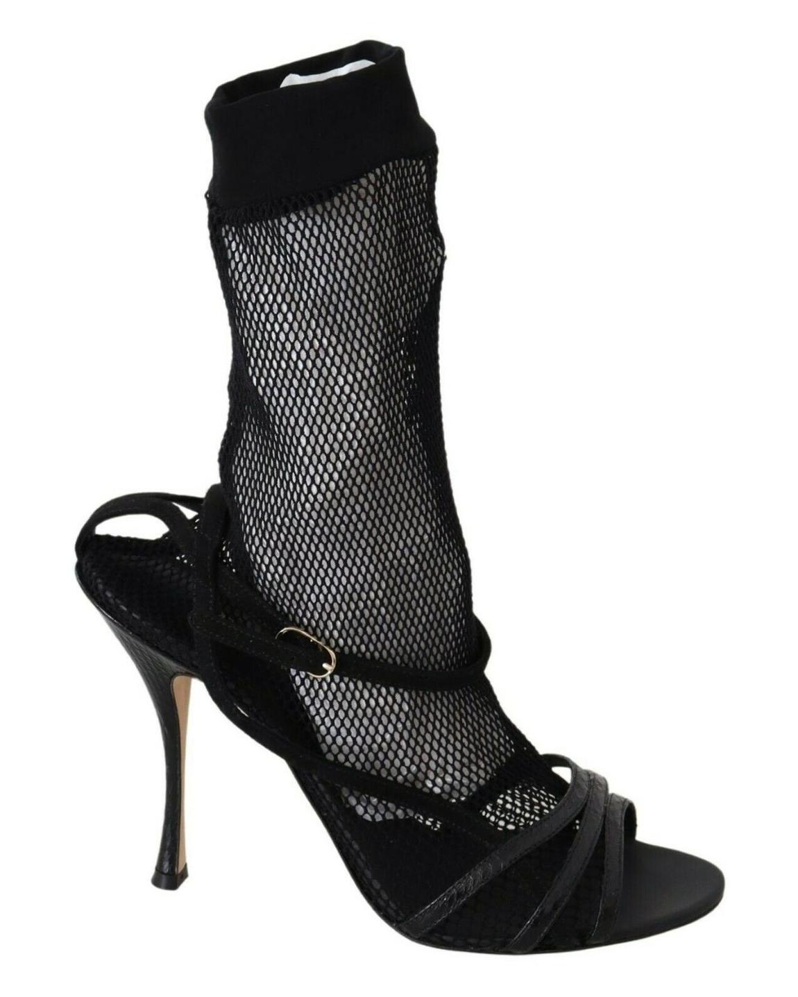 Mesh Leather Sandals LA8942 - Black Boots main product photo