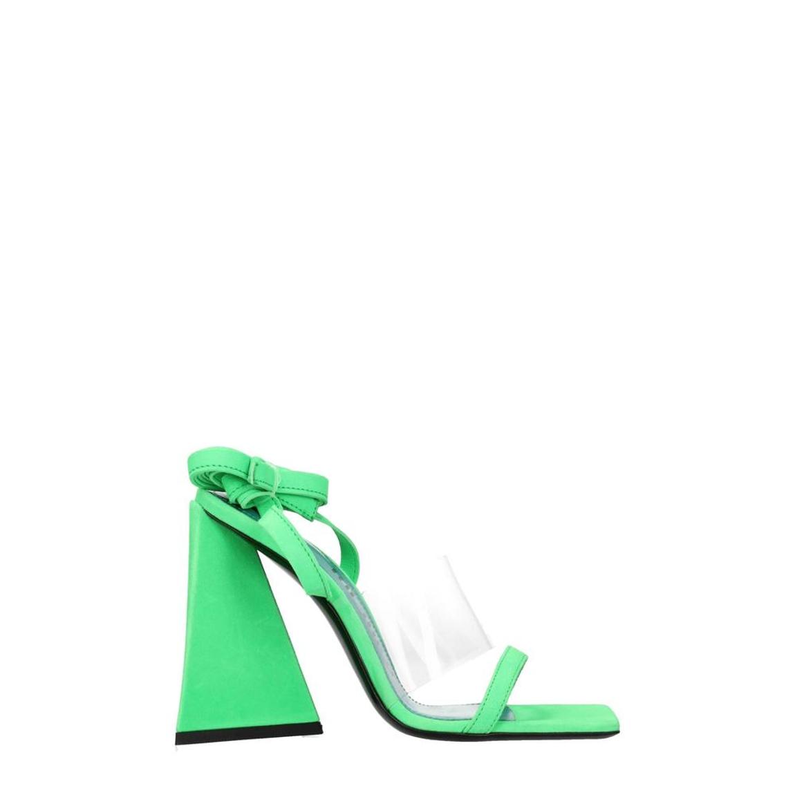 Suede High Heel Sandal with Self Tie Closures - Transparent main product photo