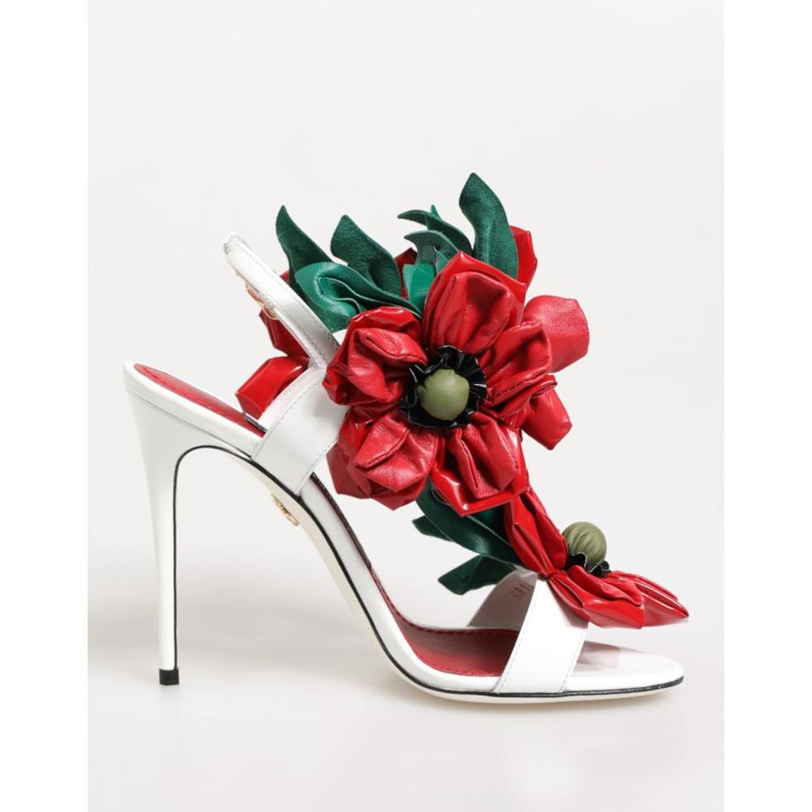 Floral Detailing High Stiletto Heels Sandals Wo - White And Red main product photo