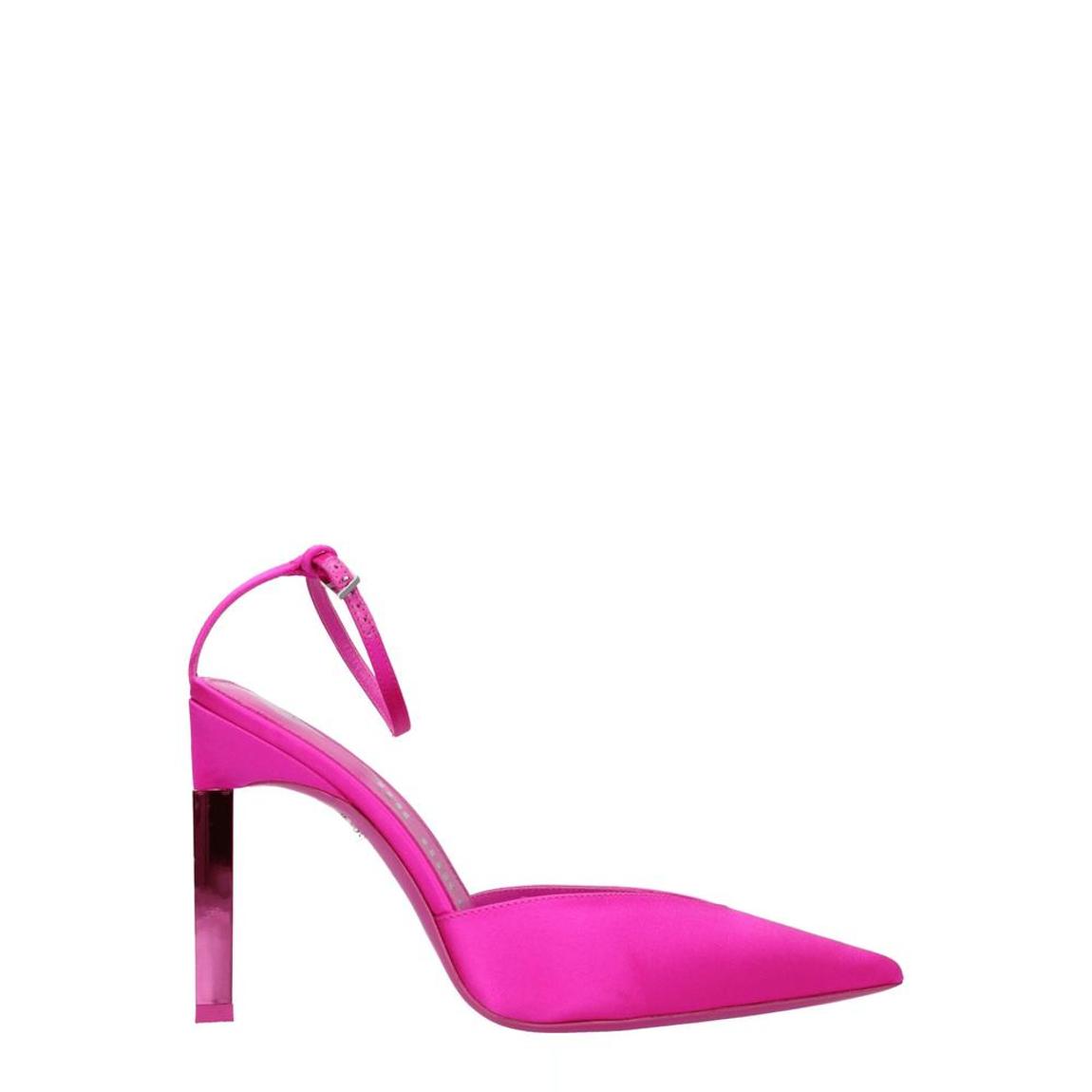 Satin High Heel Pointy Toe Sandals - Pink main product photo
