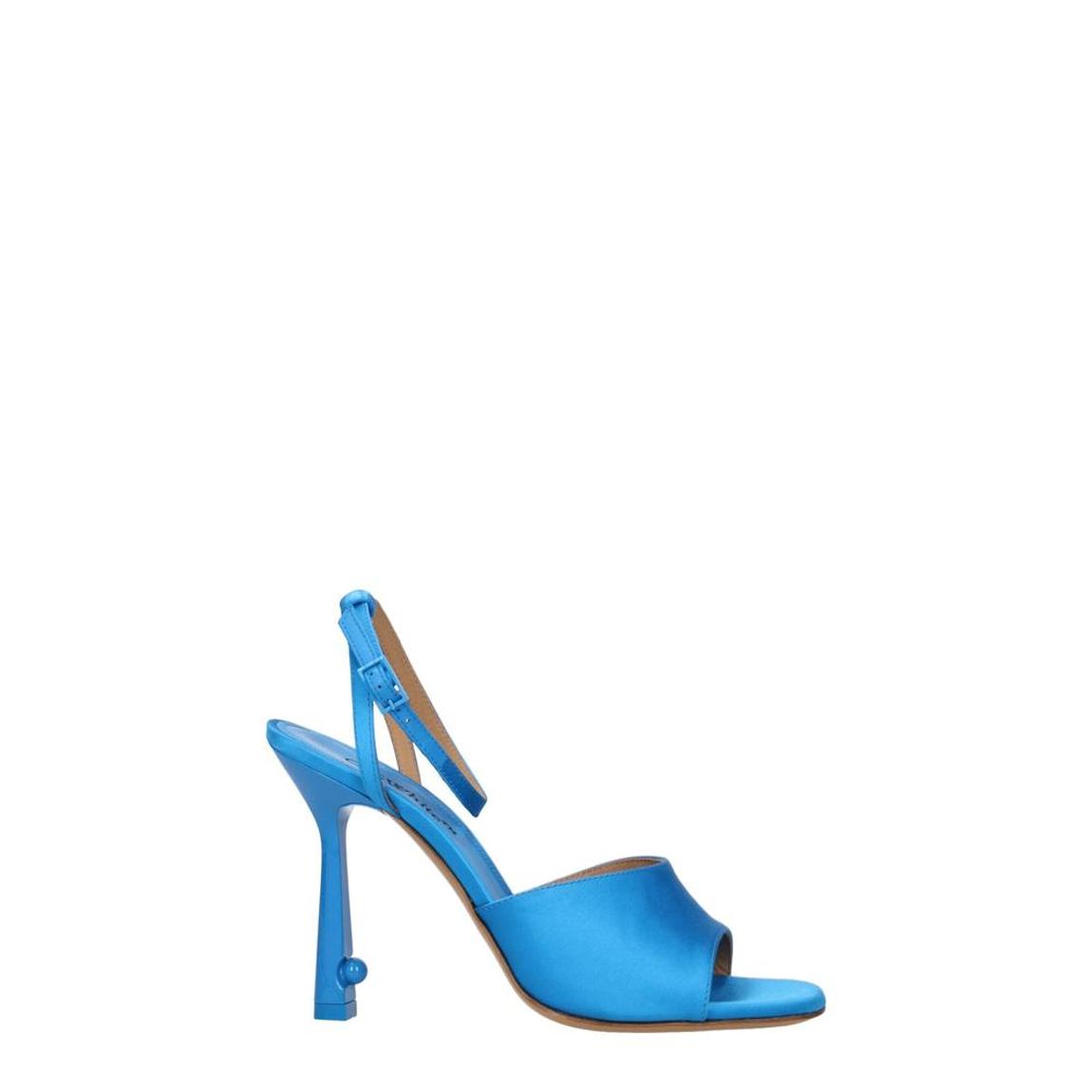Satin High Heel Sandal with Buckle Closure Wo - Blue main product photo