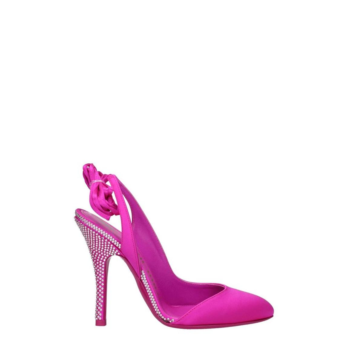 Stylish Satin Sandal with Rhinestone and High Heel - Pink main product photo