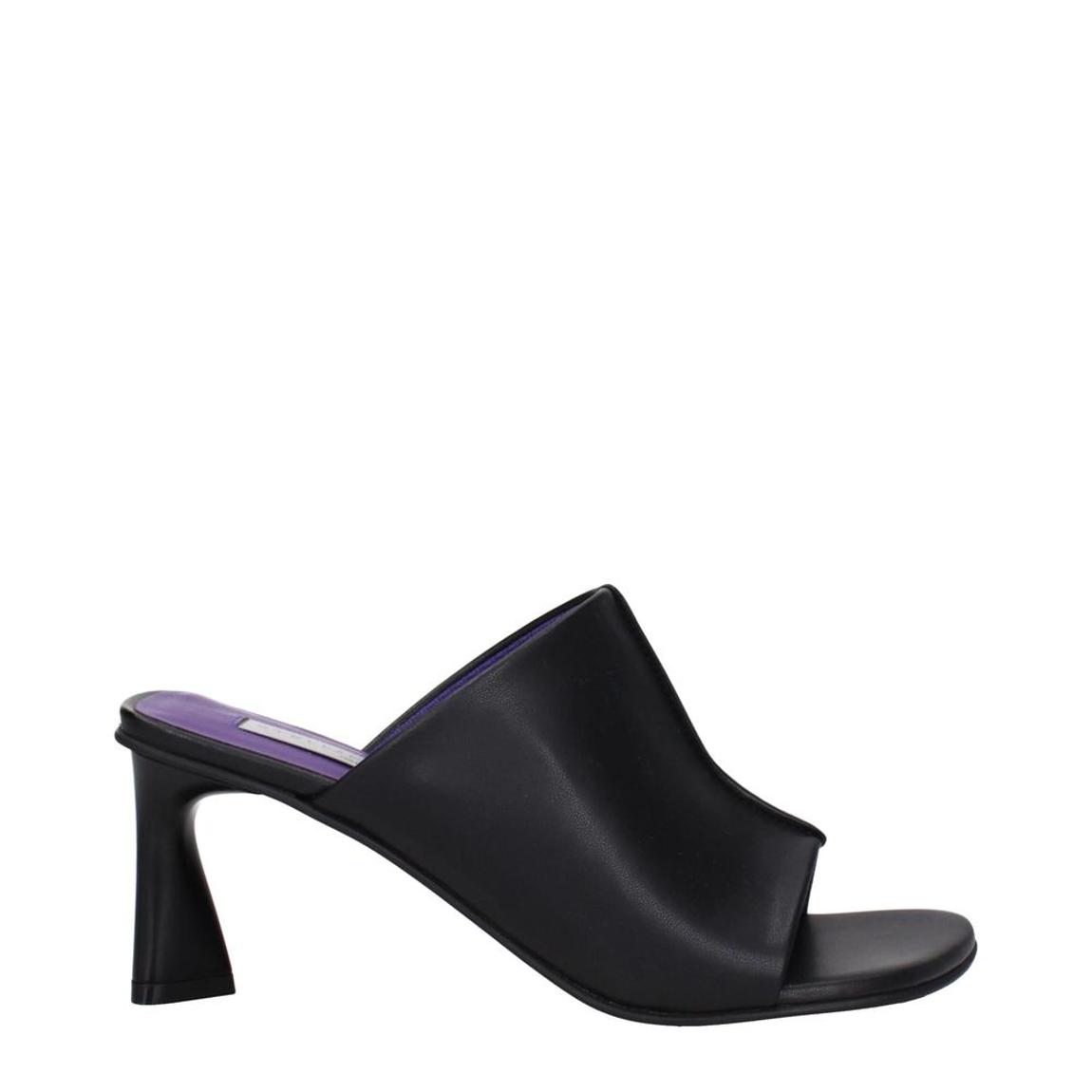 Eco Leather Mid Heel Open Toe Sandals - Black main product photo