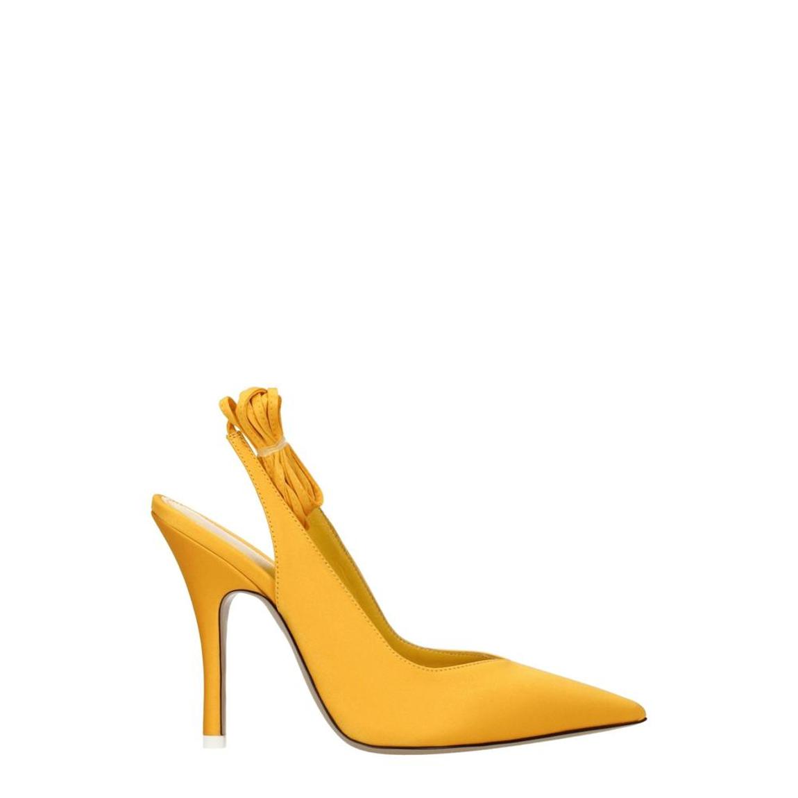 High Heel Satin Sandals with Pointy Toe and Self Tie Closures - main product photo