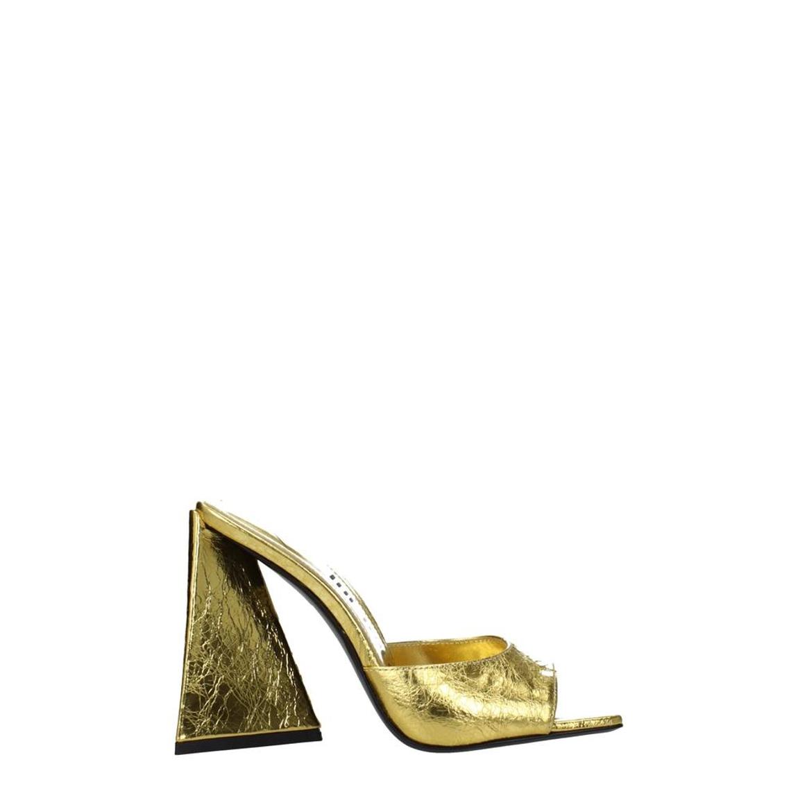 Leather High Heel Open Toe Sandal Wo - Gold main product photo