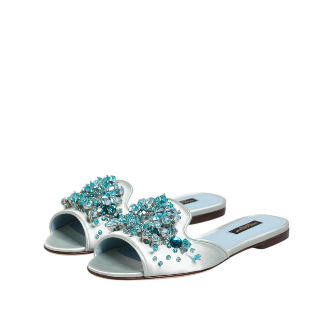 Leather Bead Embellish Slide Shoes with Leather Sole - Silver main product photo
