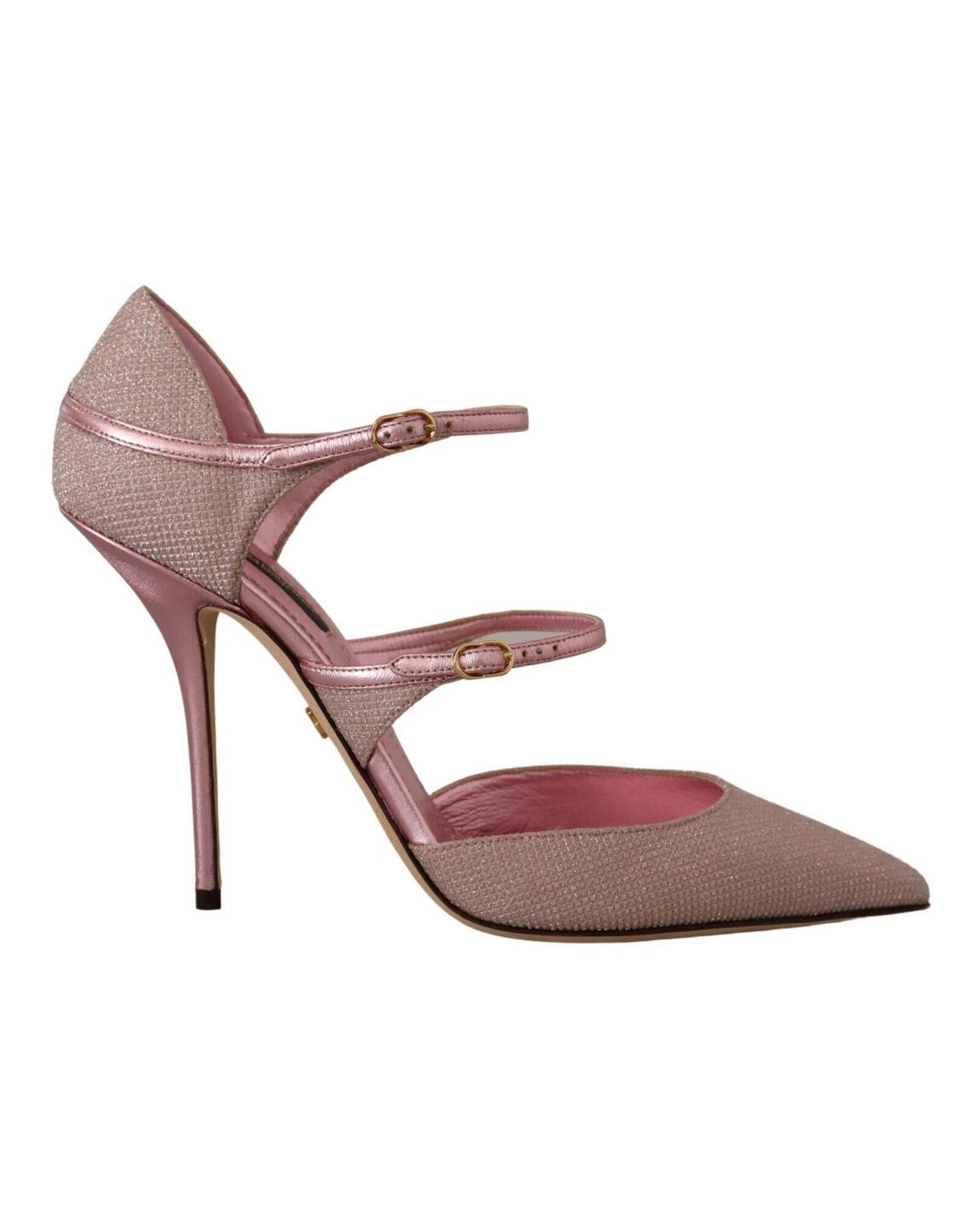 Glitter Fabric Pumps Double Ankle Strap Heels Wo - Pink Sandals main product photo