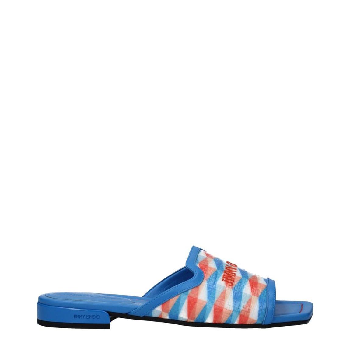 Fabric Slippers with Leather Sole and Open Toe - Light Blue main product photo