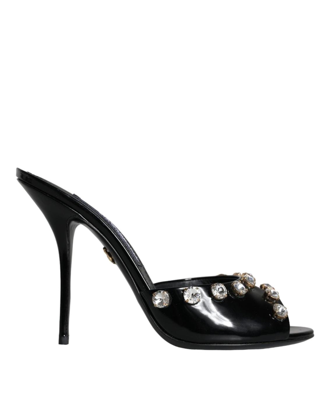Crystal embellished mules Patent leather Wo - Black Sandals main product photo