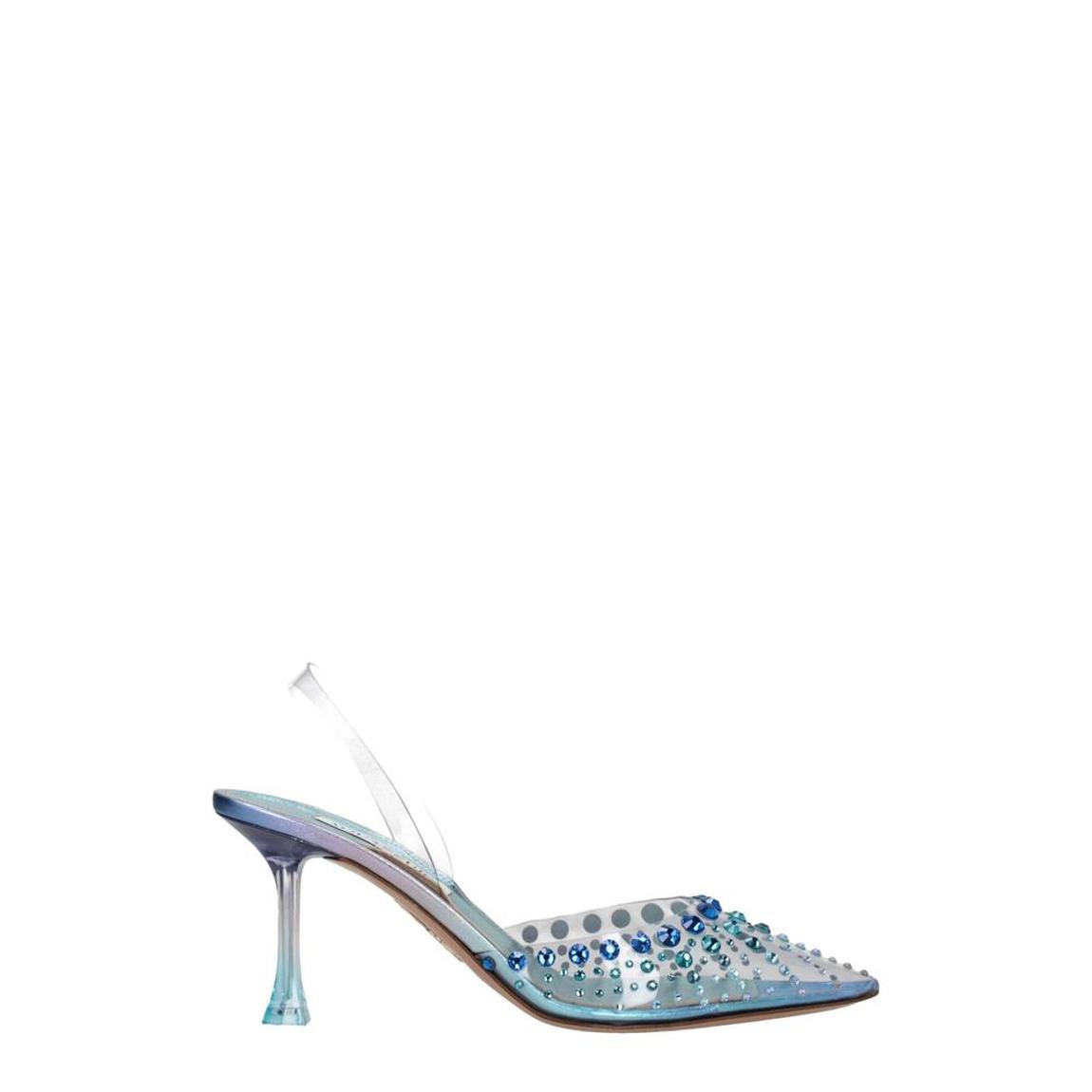 PVC Sandal with Rhinestones and Mid Heels Wo - Transparent main product photo