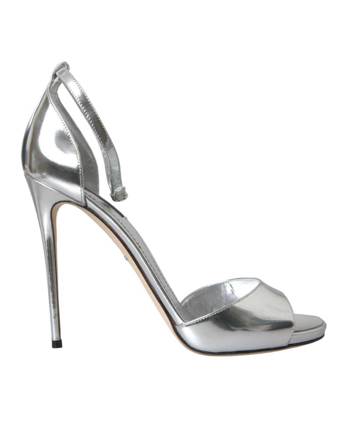 Silver Metallic Leather Heels Wo Sandals main product photo