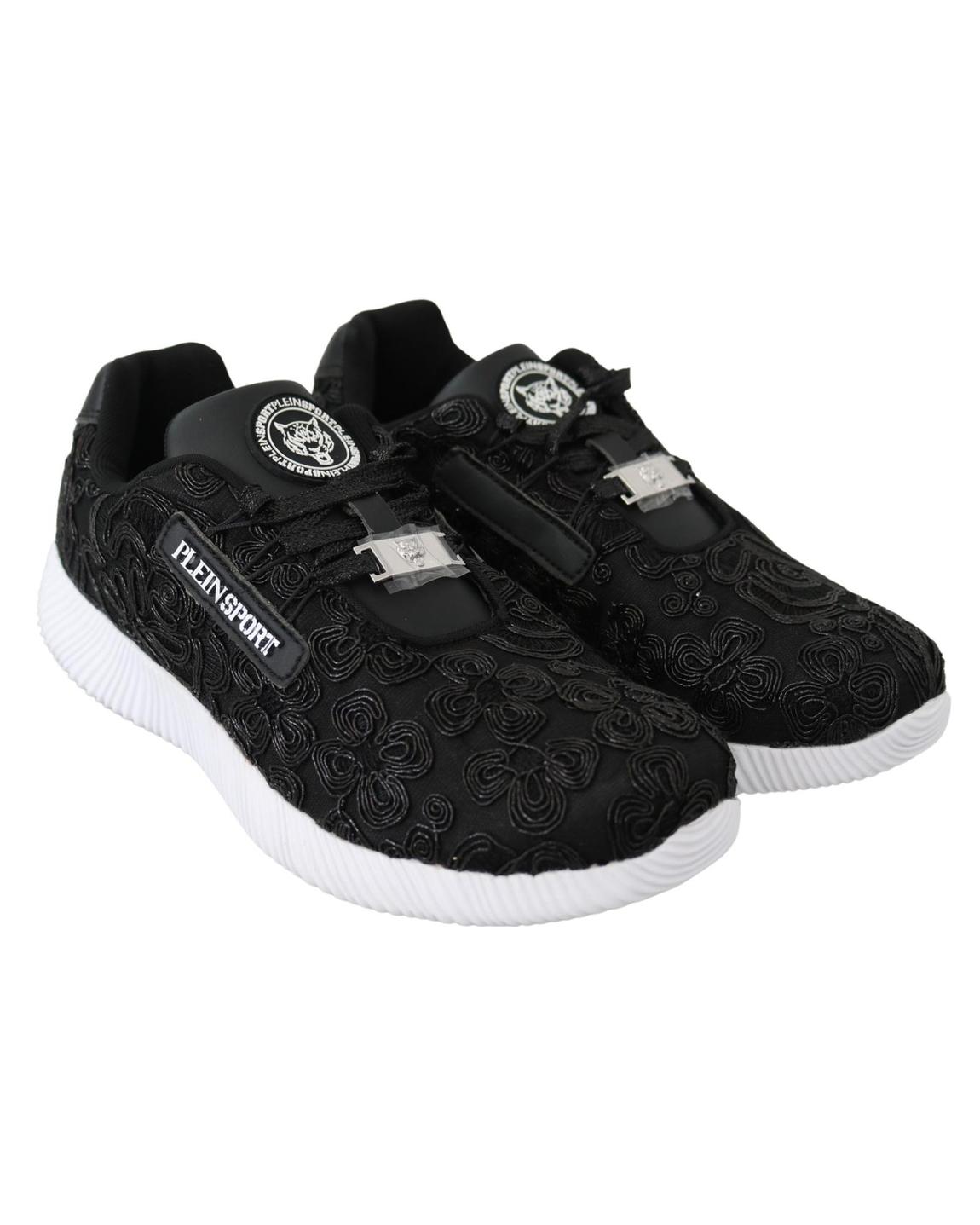 Floral Embroidered Sneakers - Black main product photo