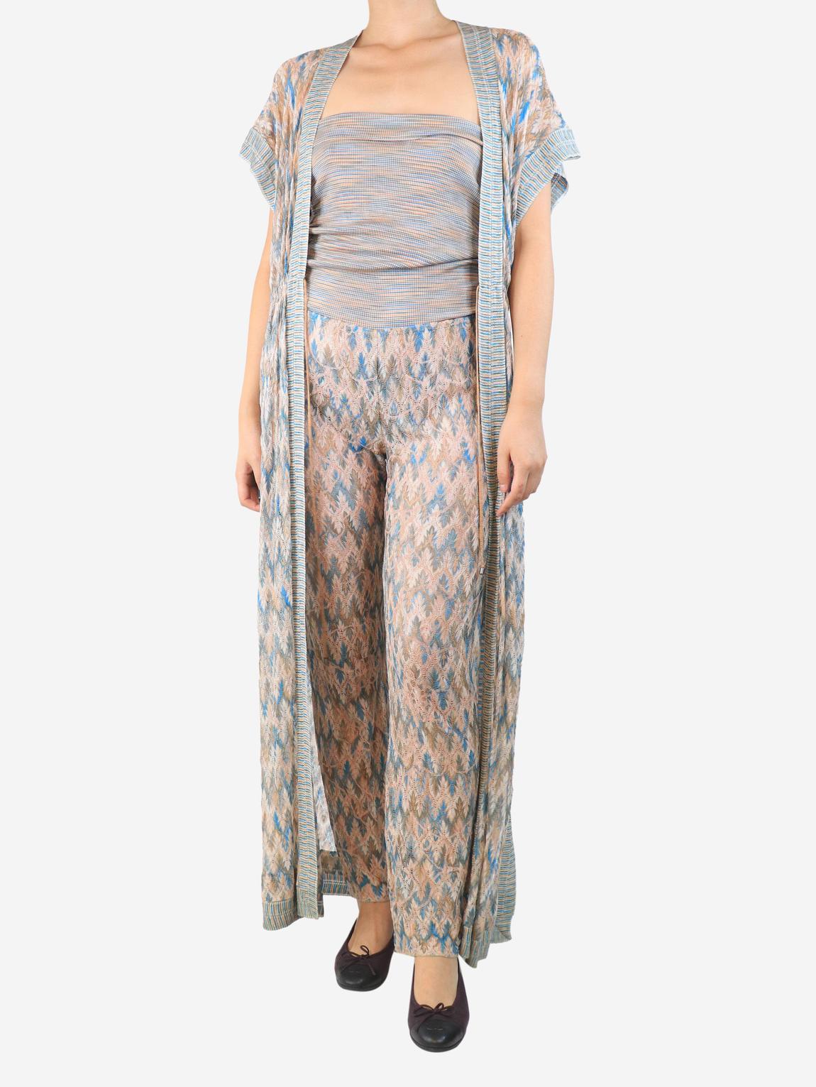 Blue sleeveless cardigan and jumpsuit set main product photo