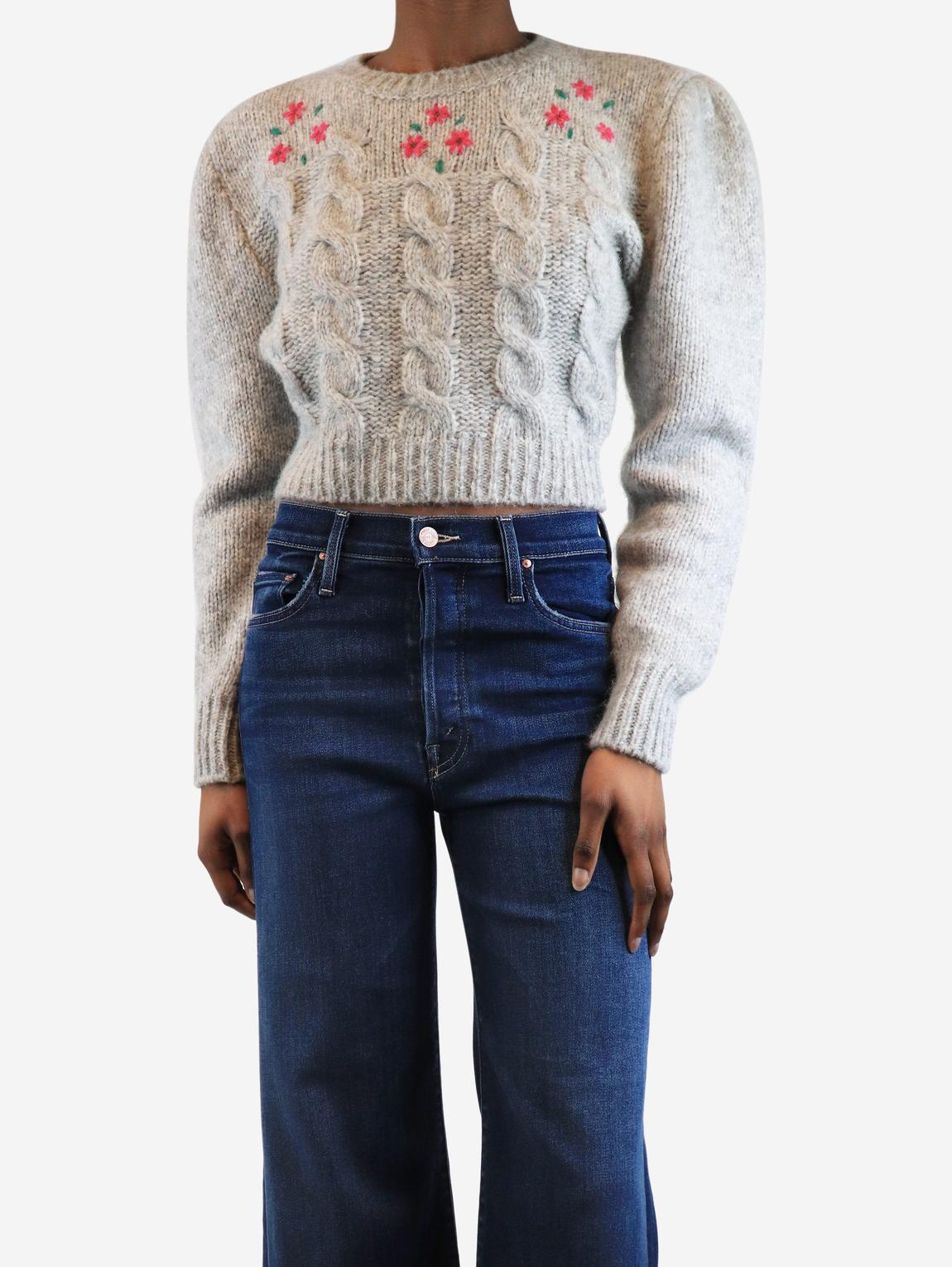 Grey cropped cable-knit jumper main product photo