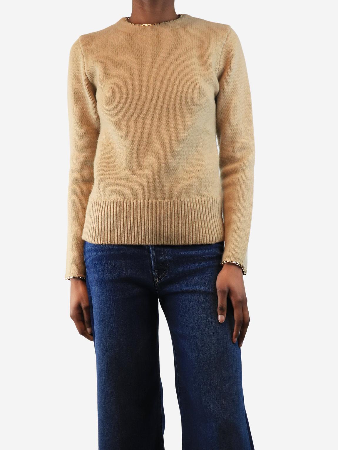 Beige chain-edge jumper main product photo