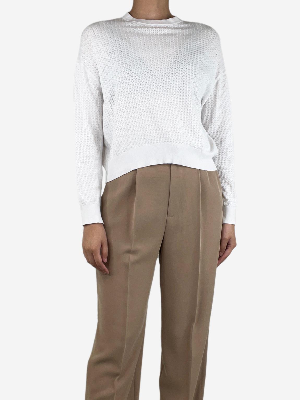 White cropped knit top main product photo
