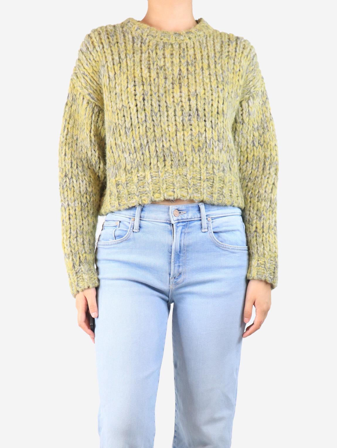 Acid green cropped cable-knit jumper main product photo