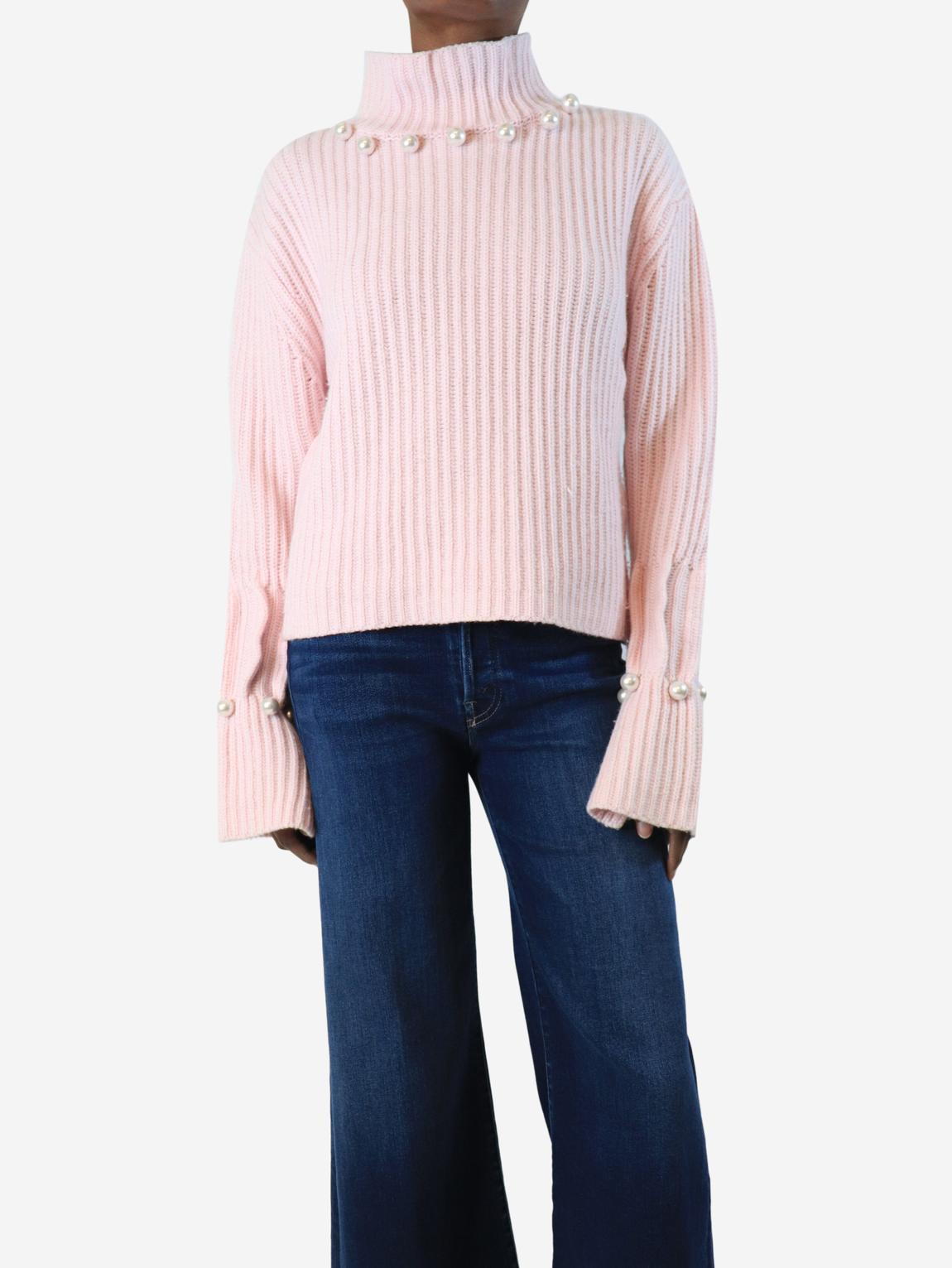 Powder pink pearl collar knit jumper main product photo