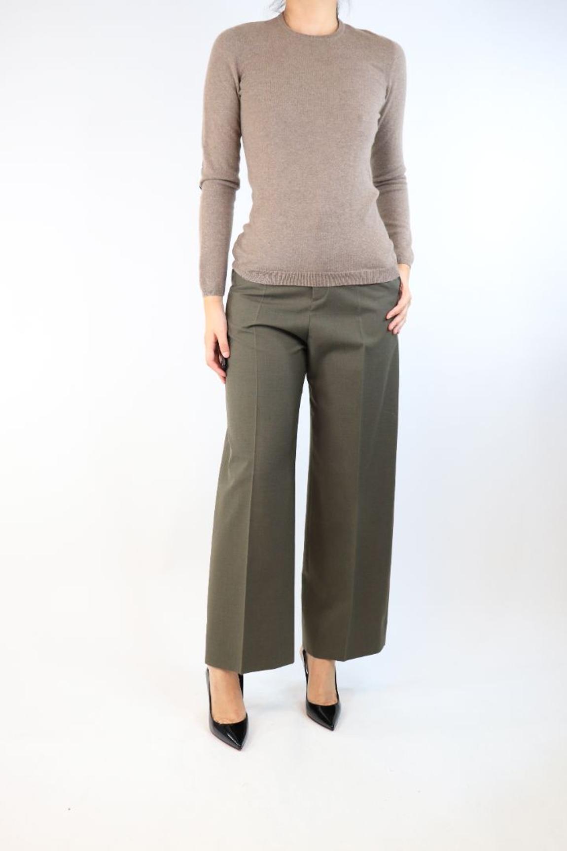 Brown cashmere jumper with suede elbow patch main product photo