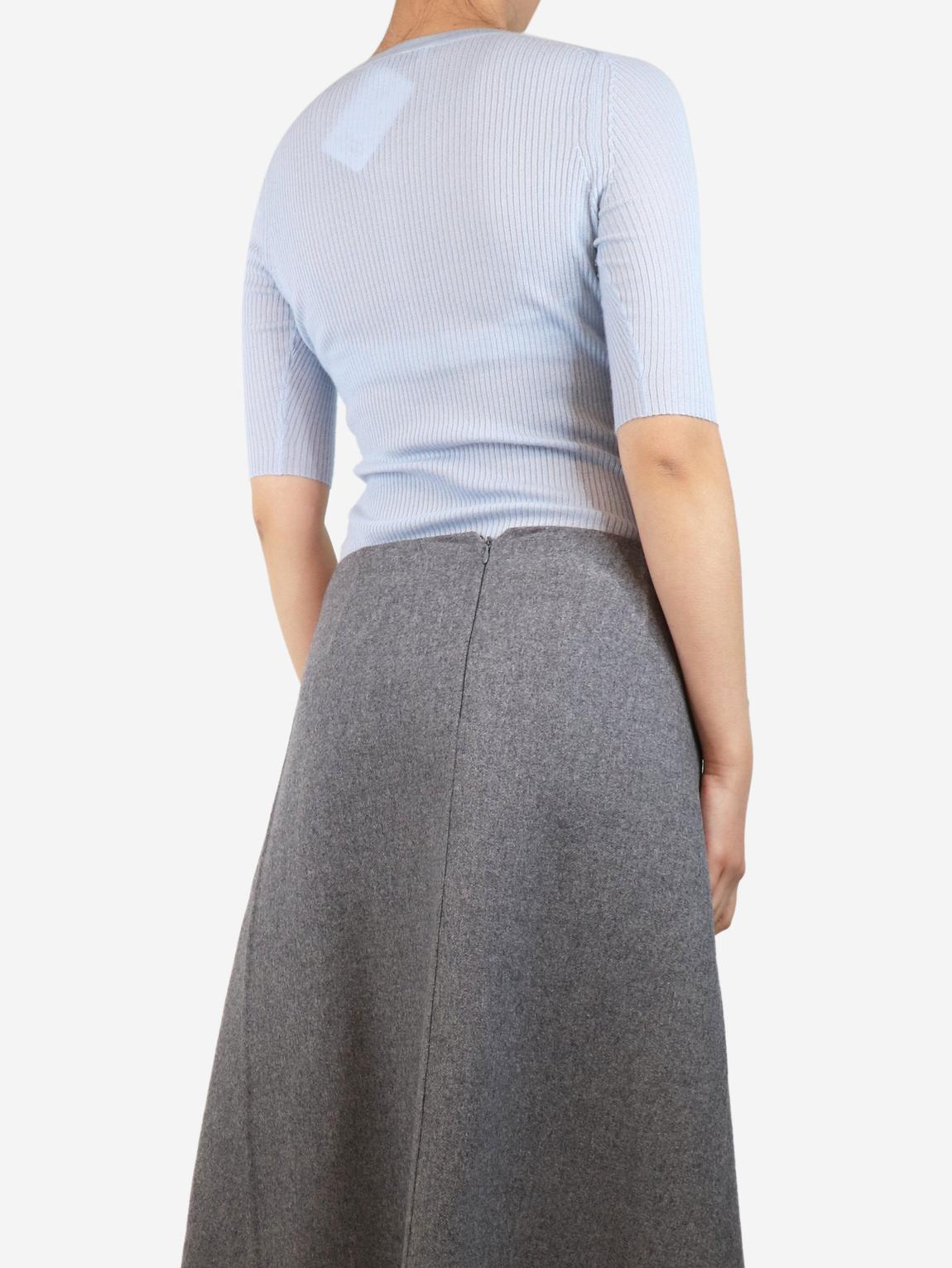 Light blue ribbed knit top main product photo