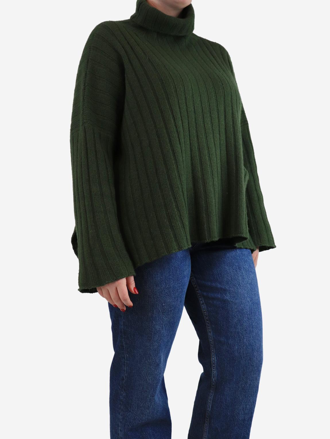 Green ribbed pocket jumper main product photo