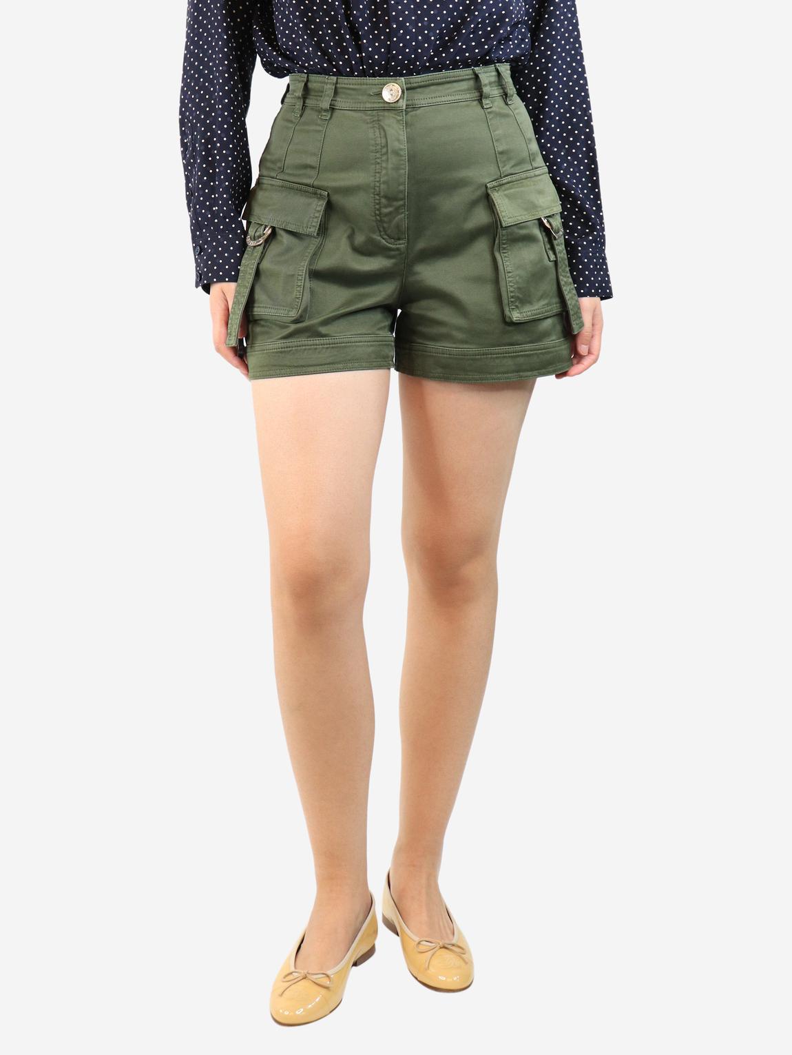 Green cargo shorts main product photo