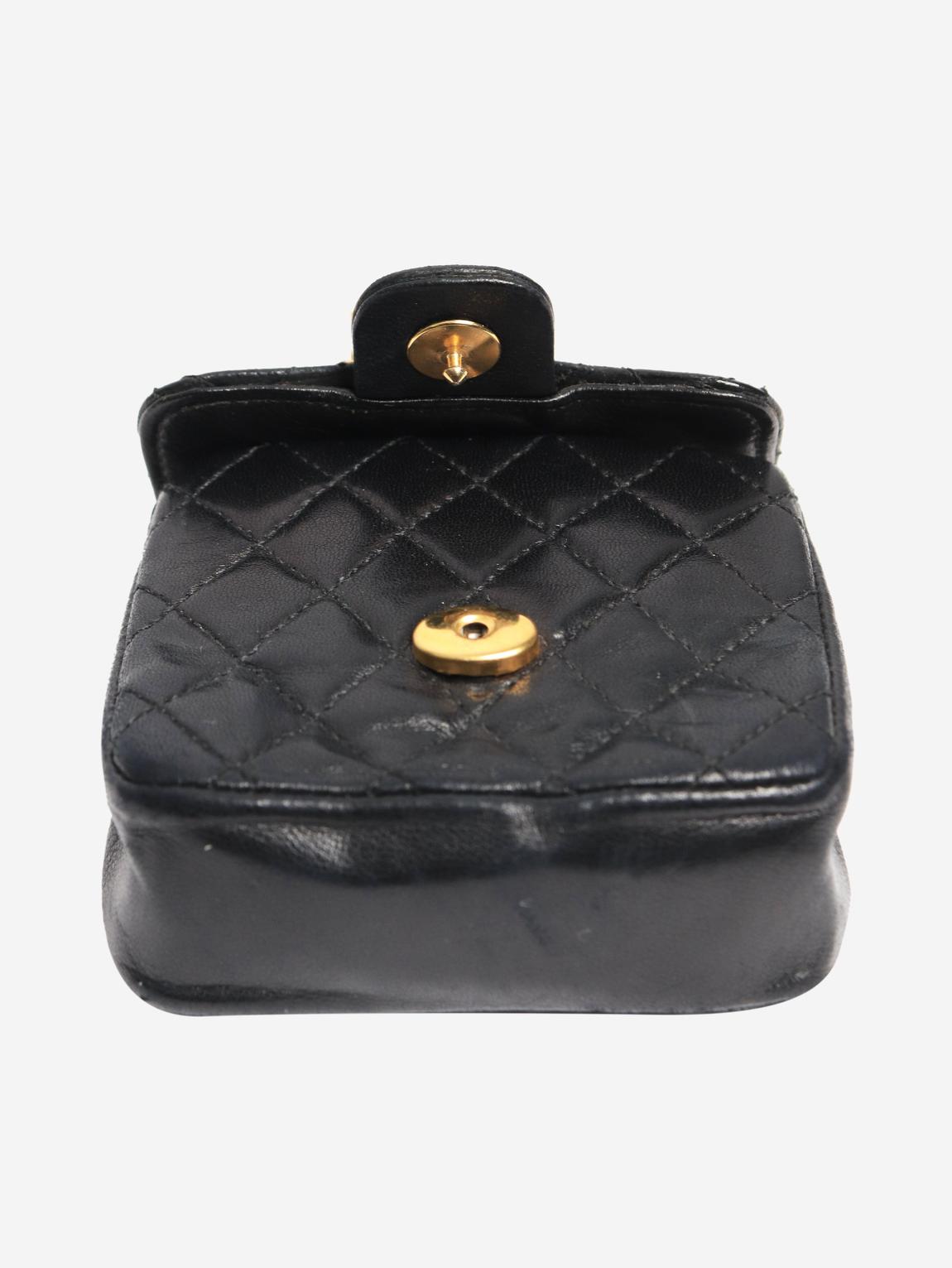 Black mini flap bag charm main product photo