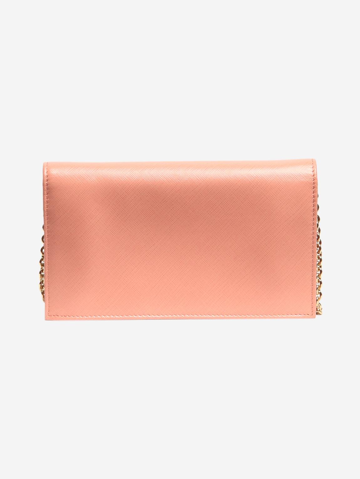 Pink leather chain wallet main product photo