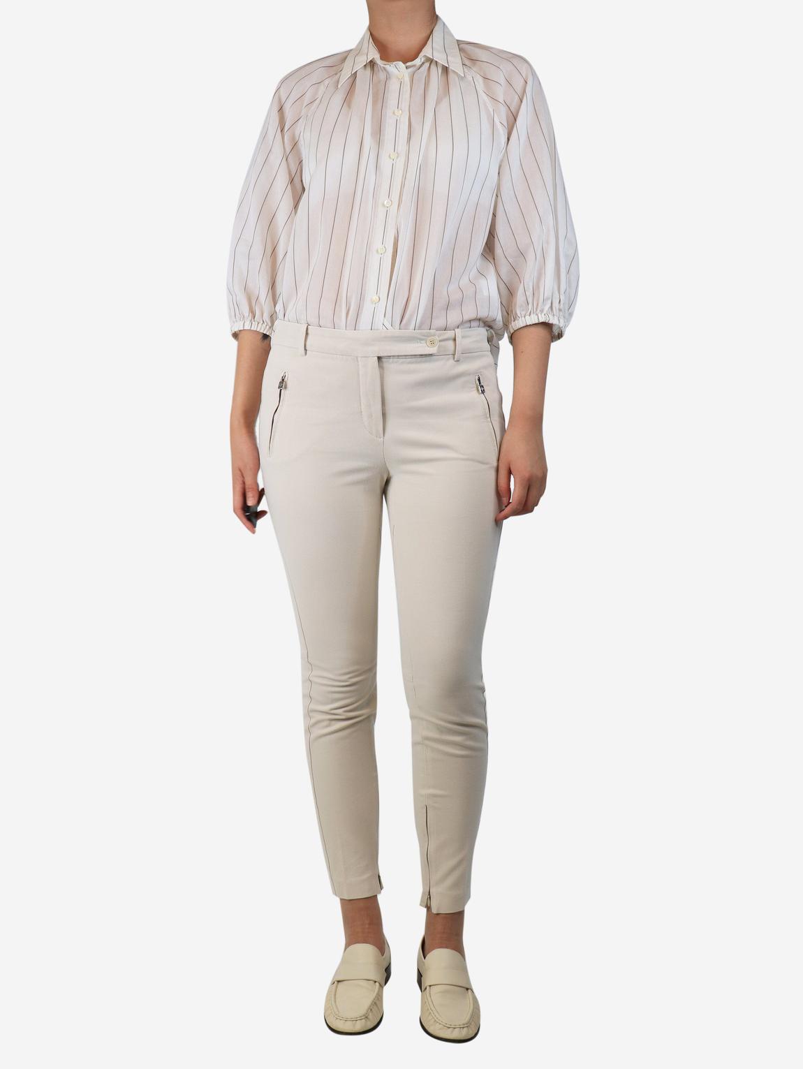 Cream tapered cotton-blend trousers main product photo