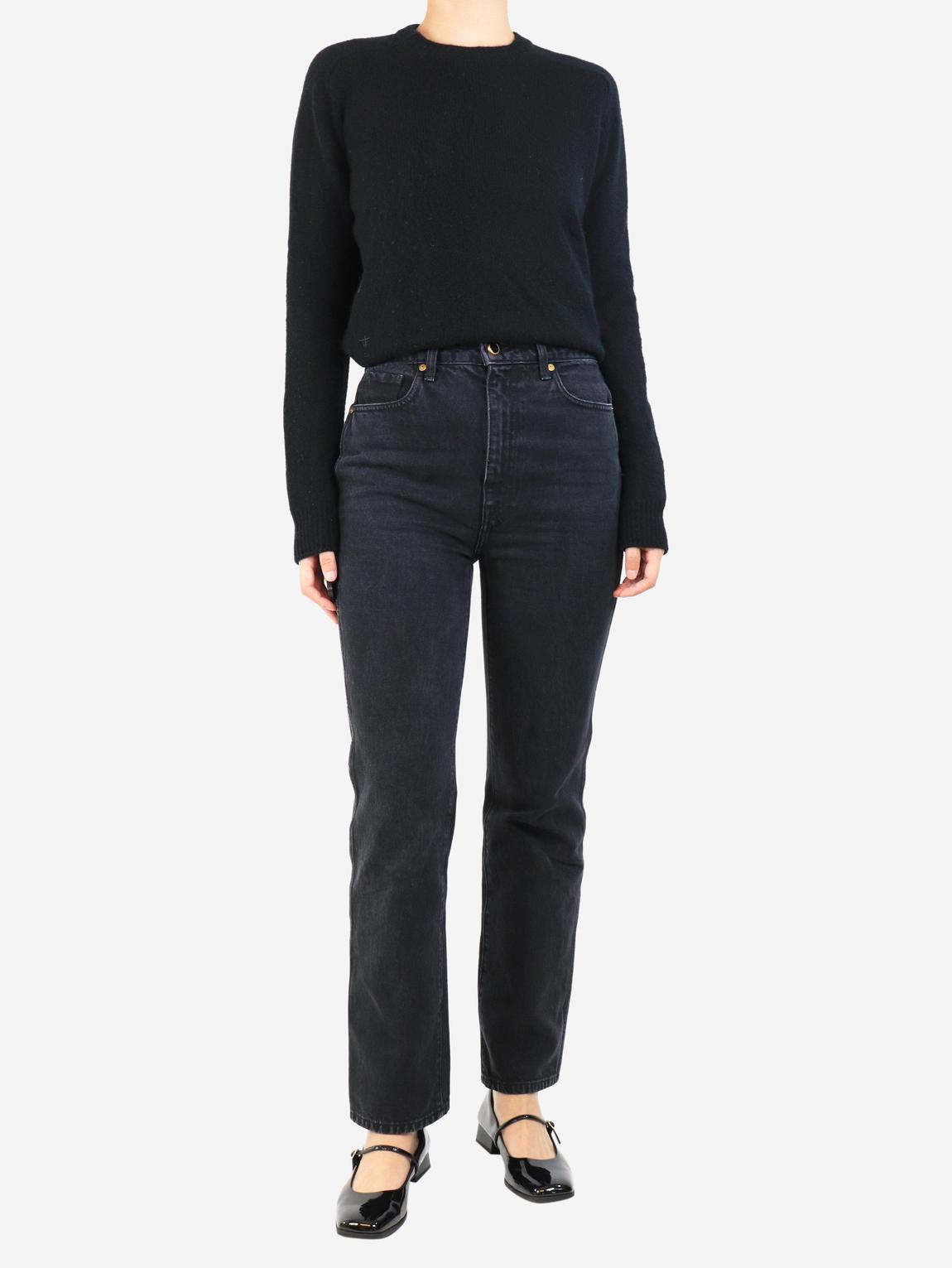 Black straight leg jeans main product photo