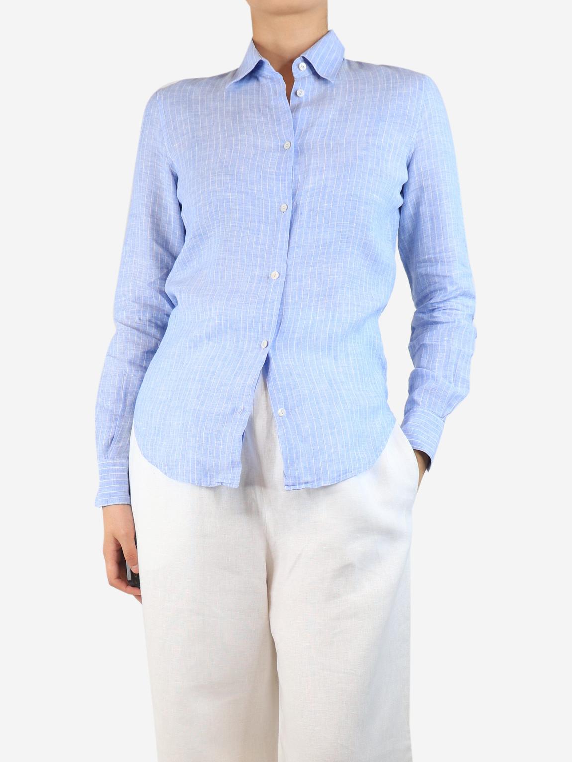 Blue striped linen shirt main product photo